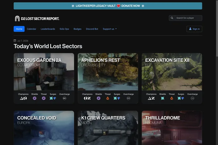 D2 Lost Sector Report
